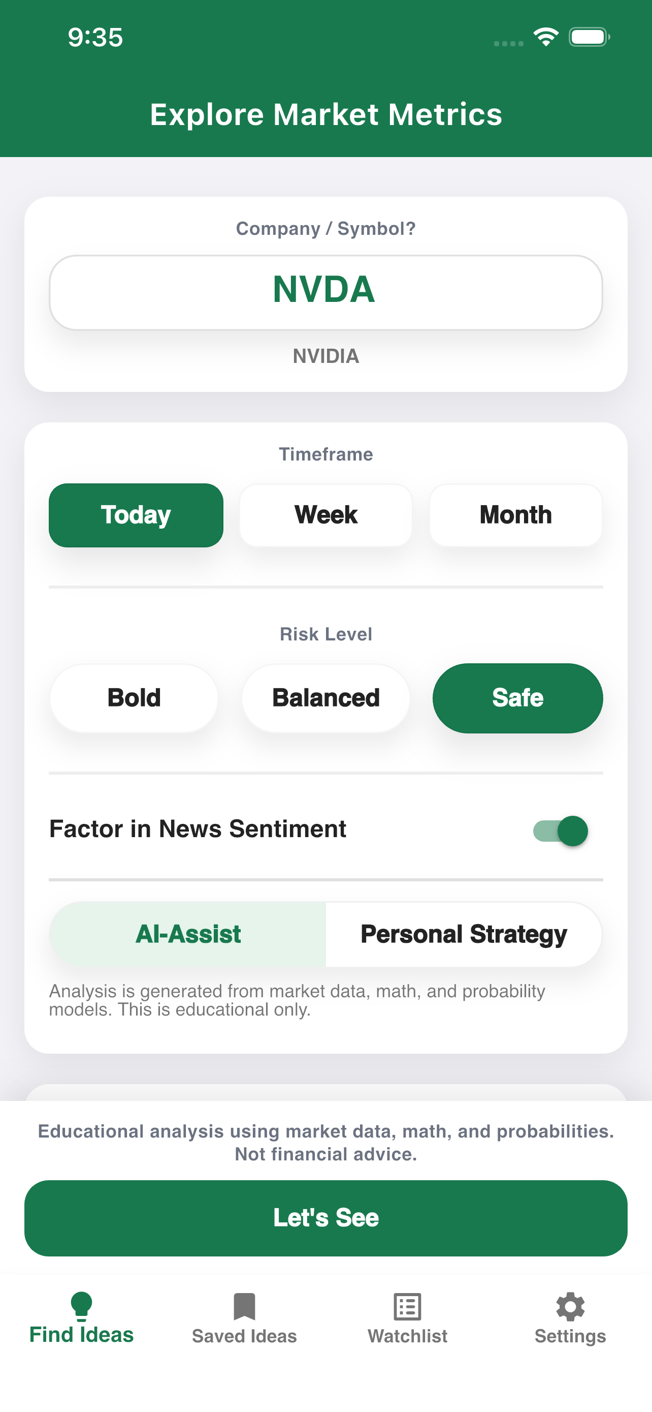 TradeIdea app preview